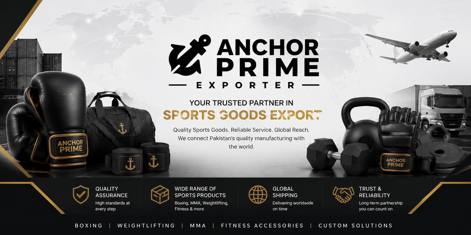 Anchor Prime Exporter sports goods export banner